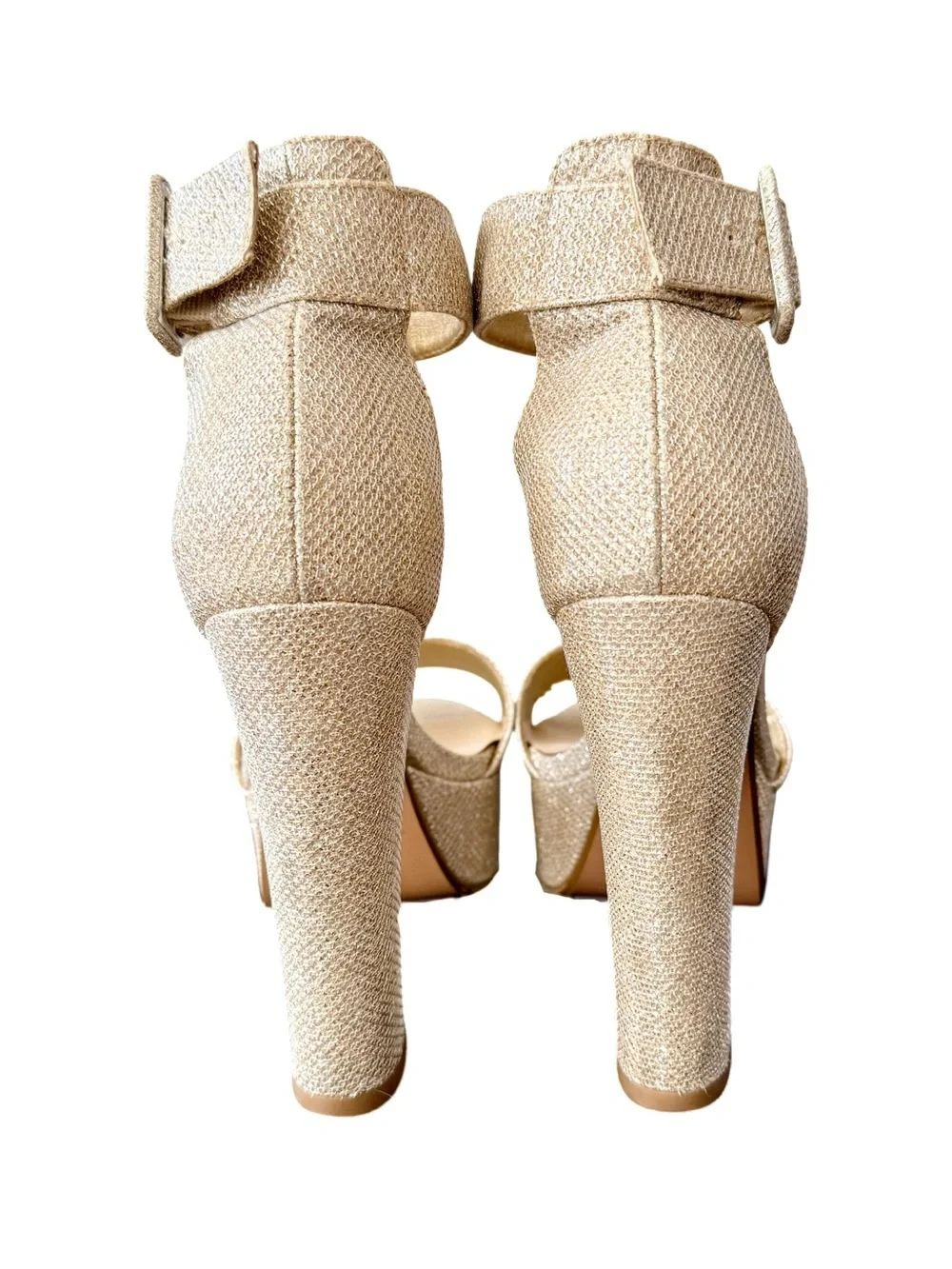 Dream Pairs Champagne Gold Glitter Platform Block Heel Sandals - Women’s Size 6